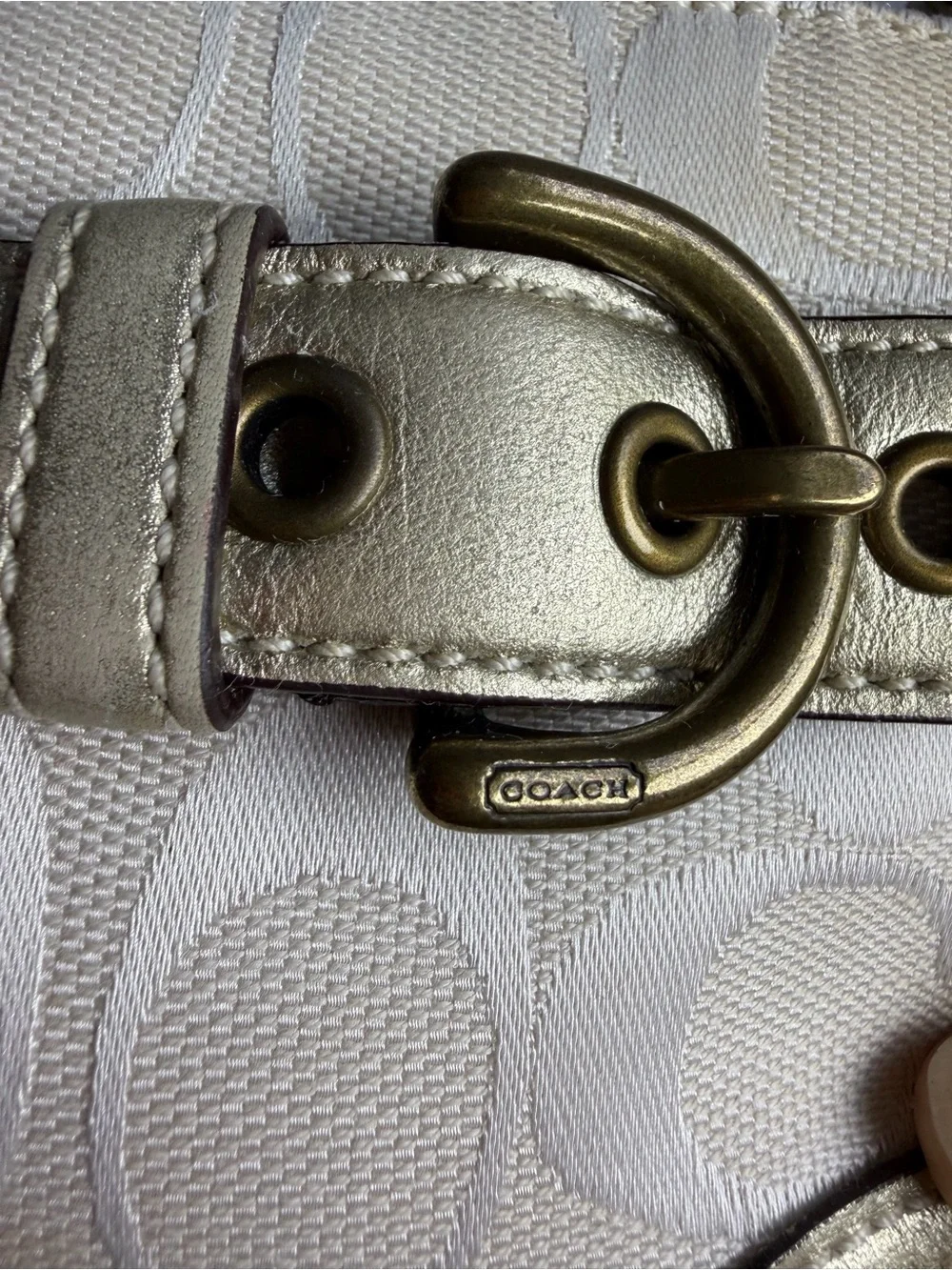 Coach Y2K Pale Signature Canvas/Gold Trim Demi Shoulder Bag